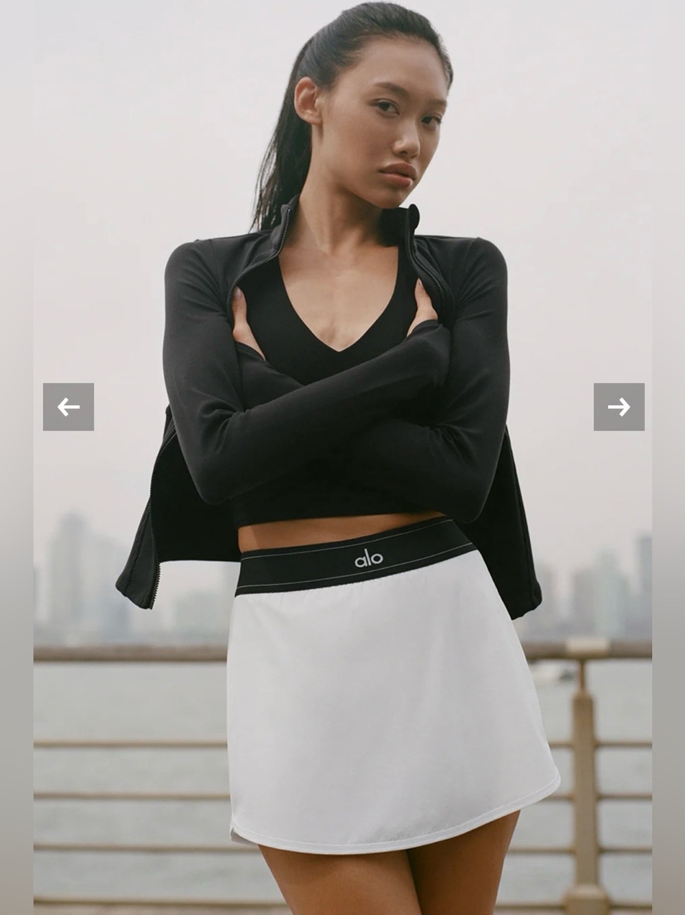 ALO Yoga White Athletic Skort with Black Waistband